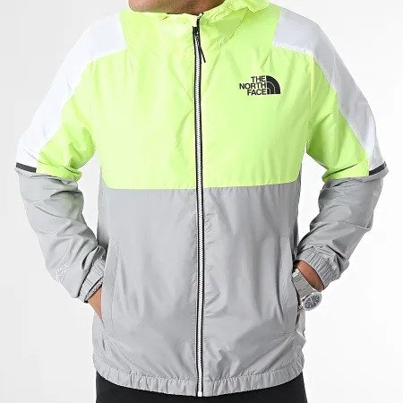 Coupe-Vent Zippé Capuche A823X Gris Jaune Fluo